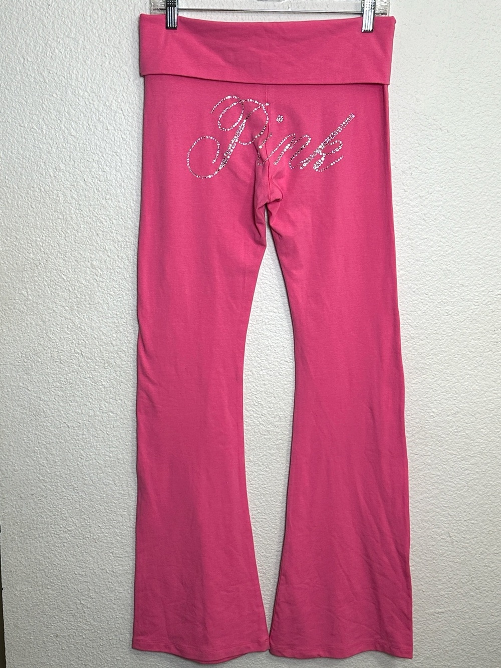PINK Victoria’s Secret Flare Leggings Foldover Waistband Yoga Pants Medium READ - Picture 2 of 11